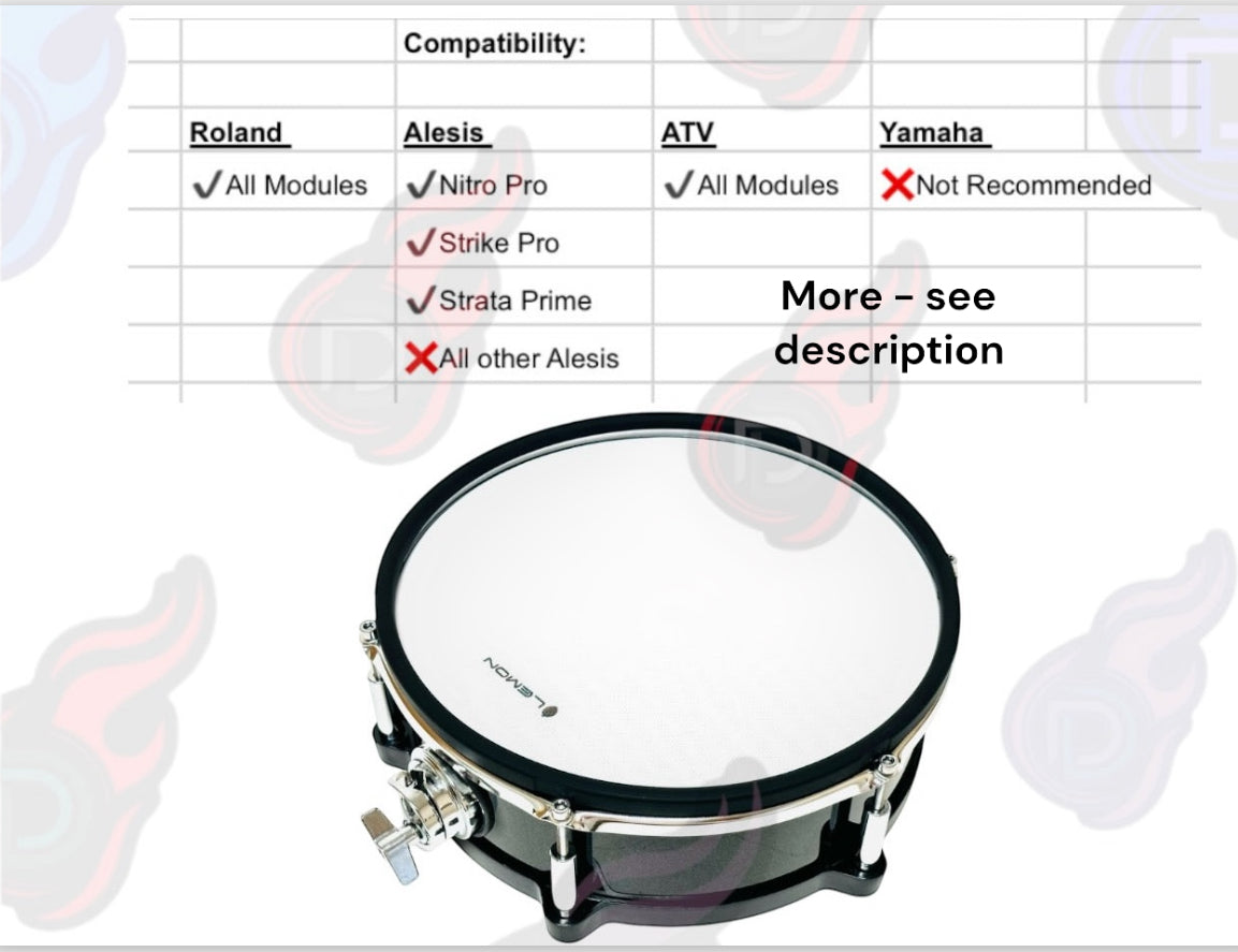 Lemon 10” x 4” RED Mesh Tom w Clamp for Roland Alesis Strike Kit