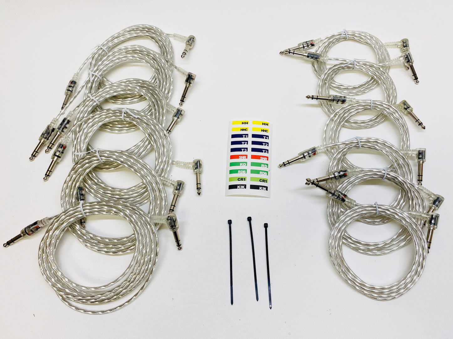 12 Clear Silver Transparent Trigger Cable Kit Wires Snake Cord For ROLAND Alesis MDS-25 30