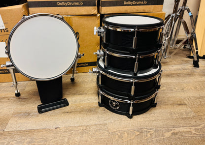 Lemon Snare and 3 Tom Kick Shell Pack Black Wood Drum for Roland and Alesis Kit