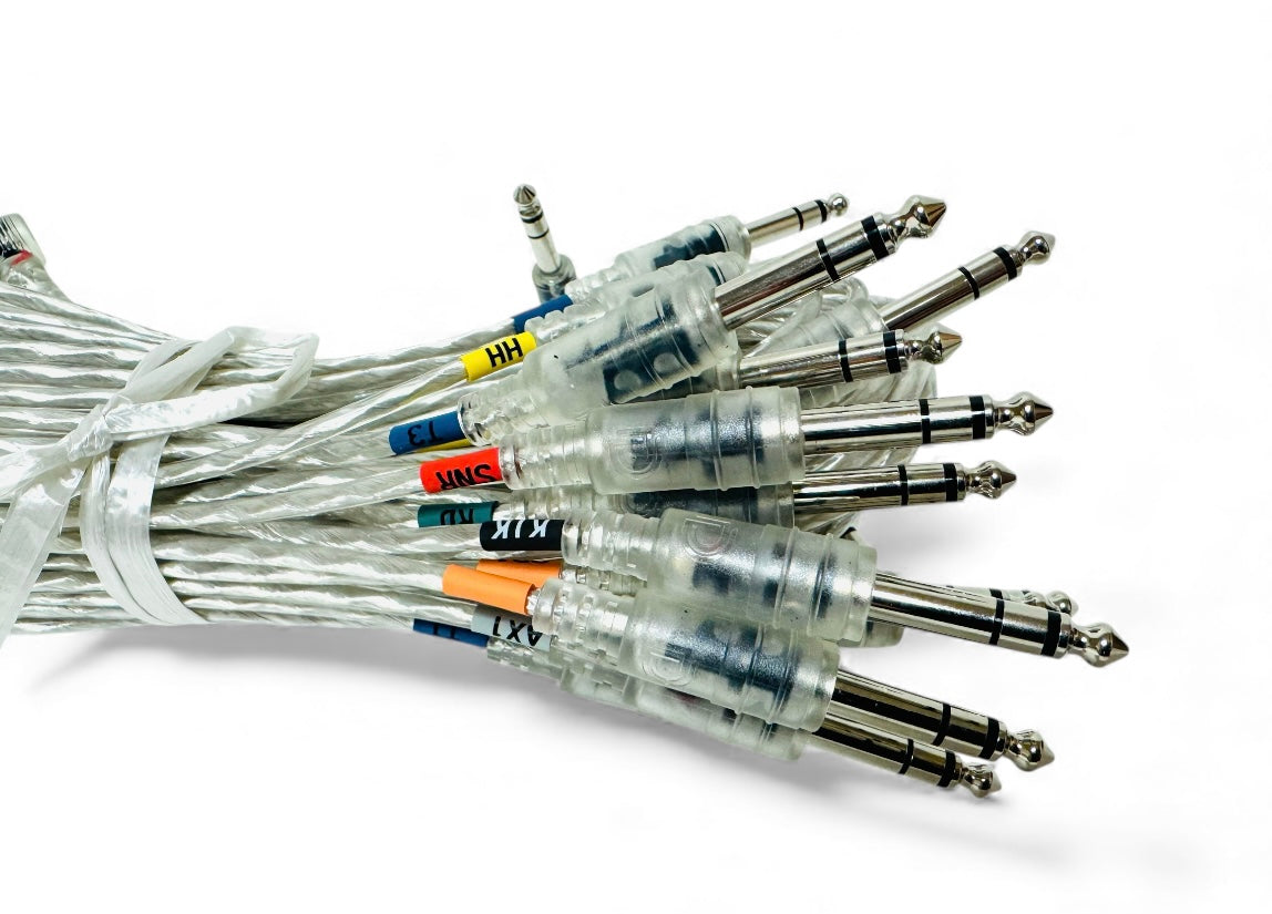 13 Clear Silver Transparent Trigger Cable Kit Wires Snake Cord For ROLAND Alesis MDS-25 30