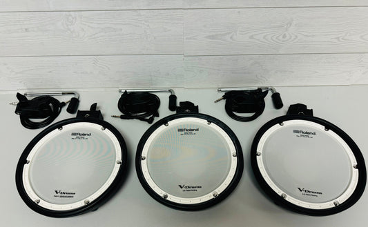 Set of 3 of Latest Style Roland PDX-8 PDX8 Mesh Pads w Clamp Mount Cable