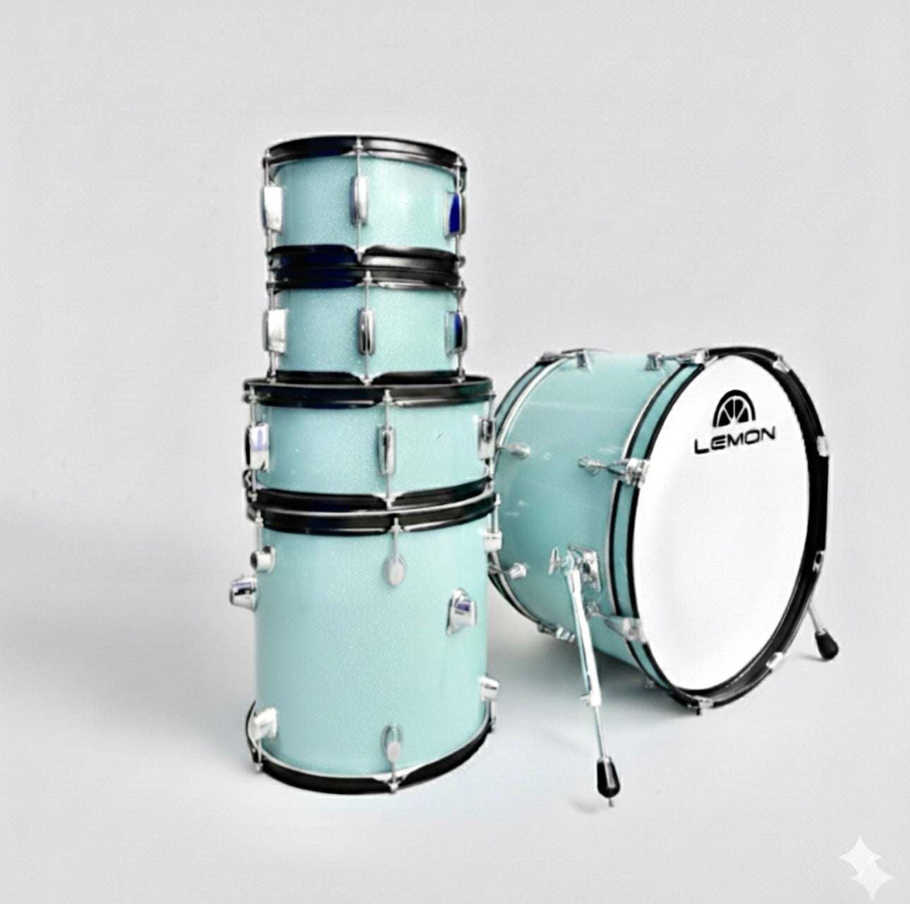 Lemon Shell Pack BLUE Sparkle Bass Tom Snare Drum for Roland Or Alesis Kit