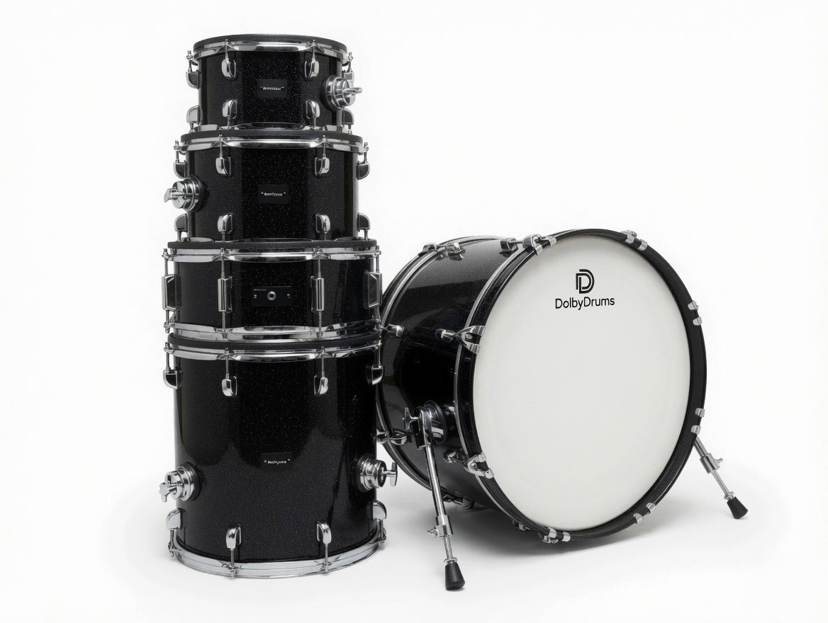 Dolby E Drum Black Sparkle Shell Pack Kick Snare Tom for Roland Alesis Lemon