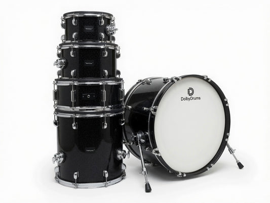 Dolby E Drum Black Sparkle Shell Pack Kick Snare Tom for Roland Alesis Lemon