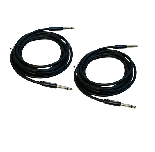 Pair of 10 ft 6.35 1/4 inch Mono TR Instrument Amp Cable