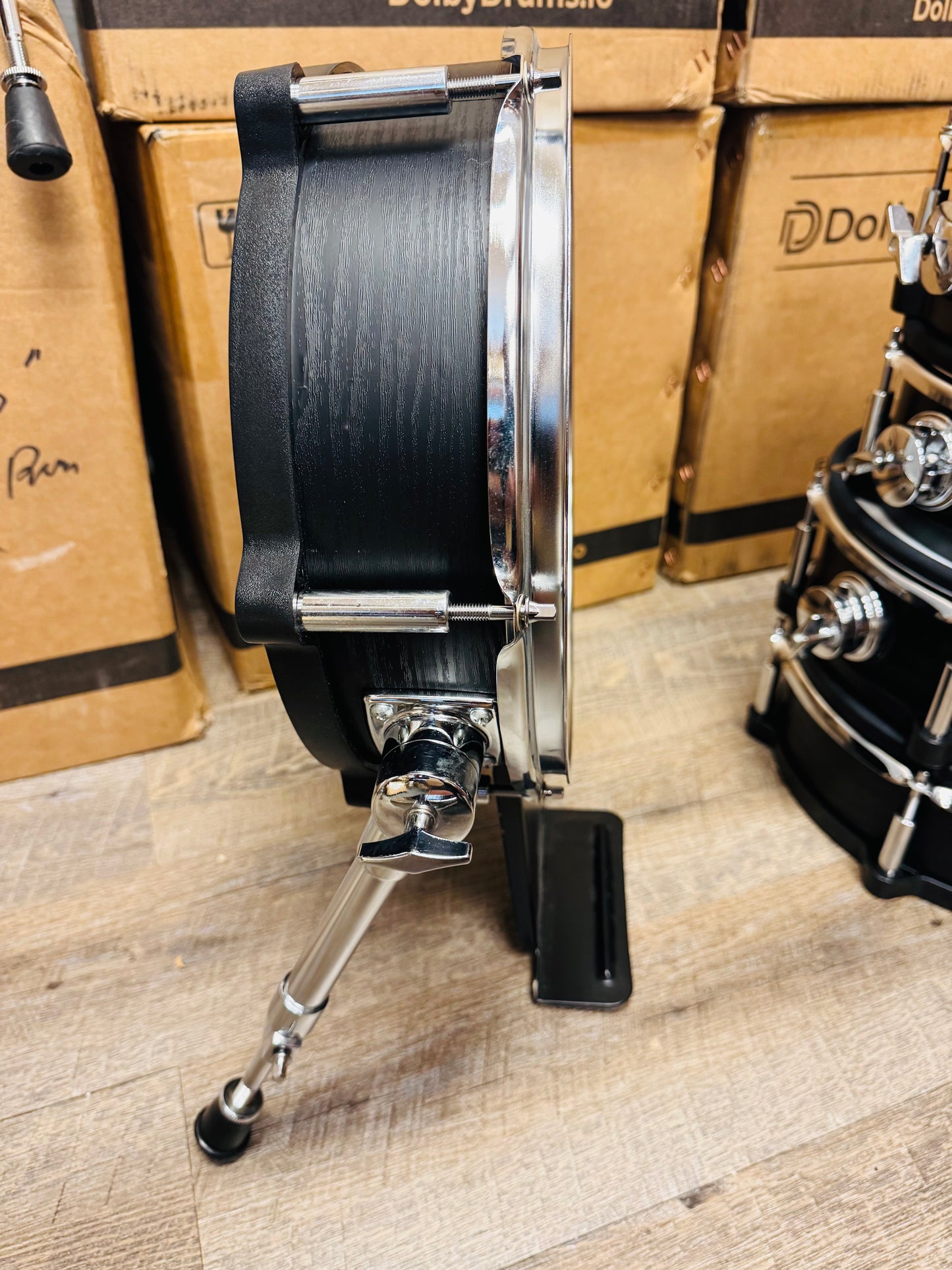 Lemon Snare and 3 Tom Kick Shell Pack Black Wood Drum for Roland and Alesis Kit