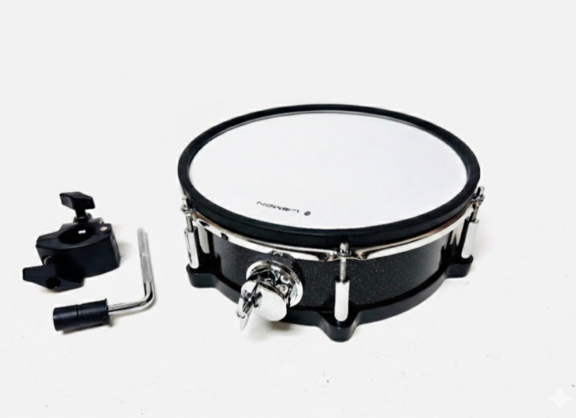 Lemon 12” x 4” Black Sparkle Mesh Tom Snare w Clamp for Roland Alesis Strike Kit