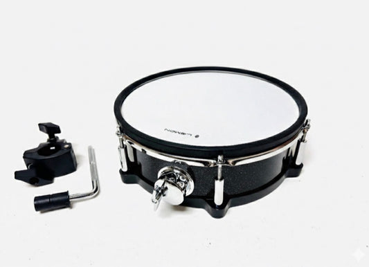 Lemon 12” x 4” Black Sparkle Mesh Tom Snare w Clamp for Roland Alesis Strike Kit