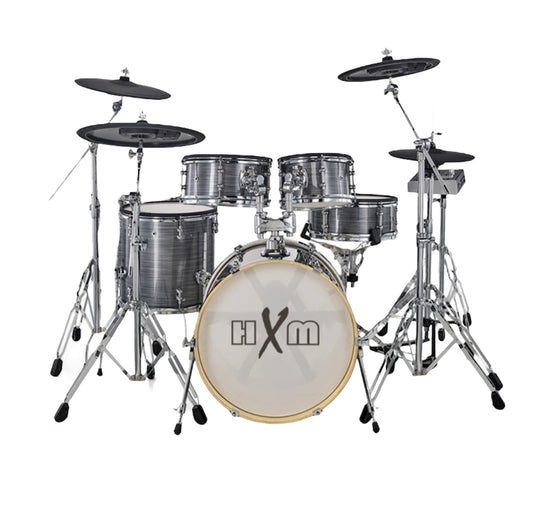 HXM XD-2000 KM Electronic Drum Professional Mesh 9-piece Kit Black Matte Brushed Silver