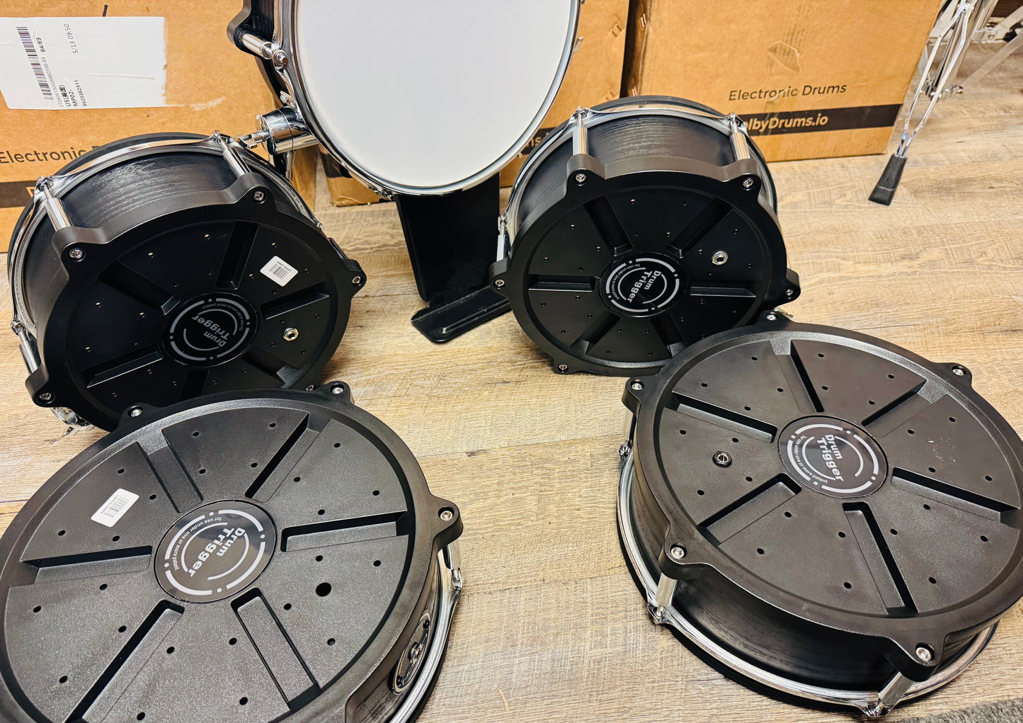 Lemon Snare and 3 Tom Kick Shell Pack Black Wood Drum for Roland and Alesis Kit