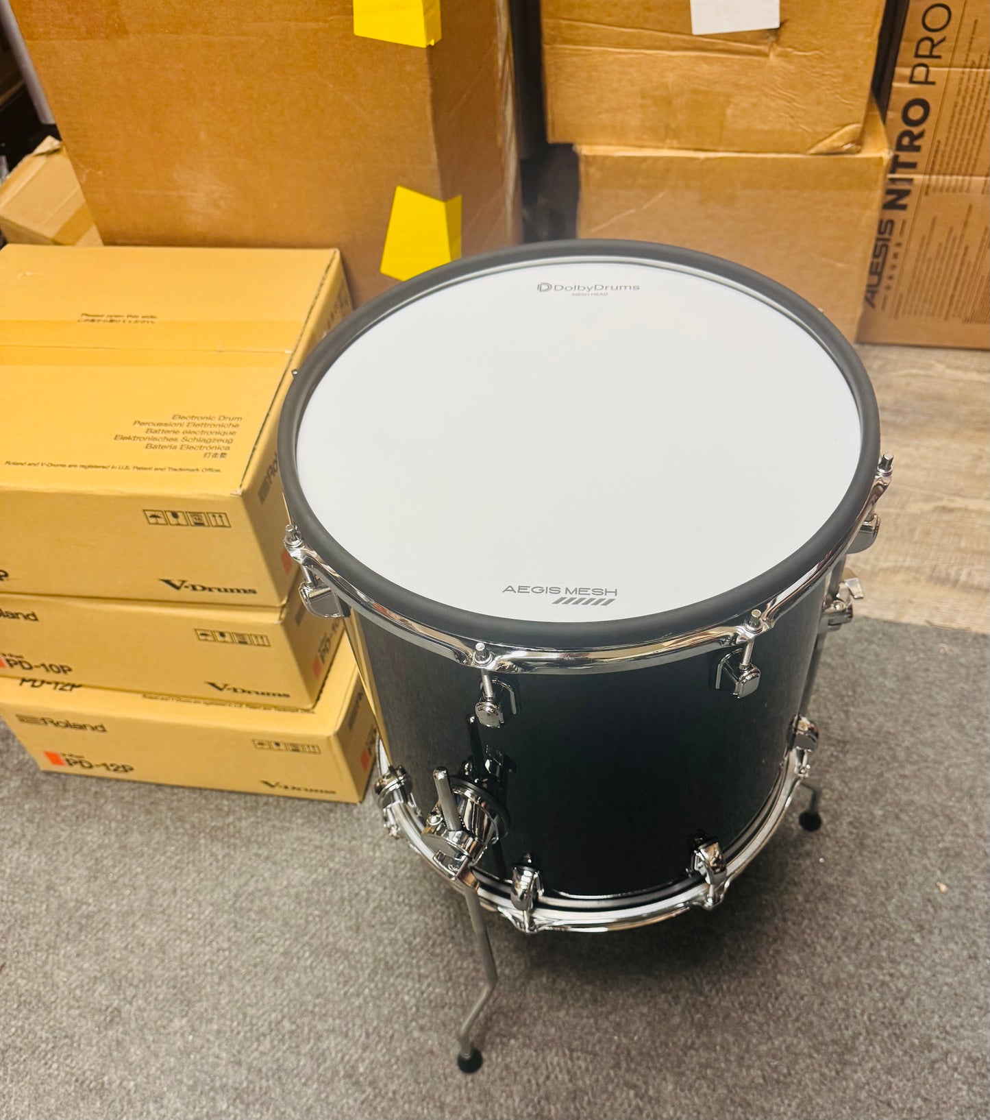 14 x 14” Floor Tom Electronic DEMO Black for Roland Alesis