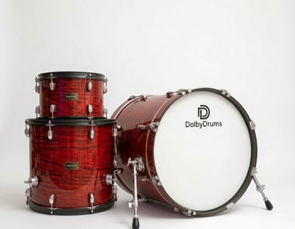 Dolby Electronic 3pc Drum Set 22” Bass Red Wood for Roland Alesis