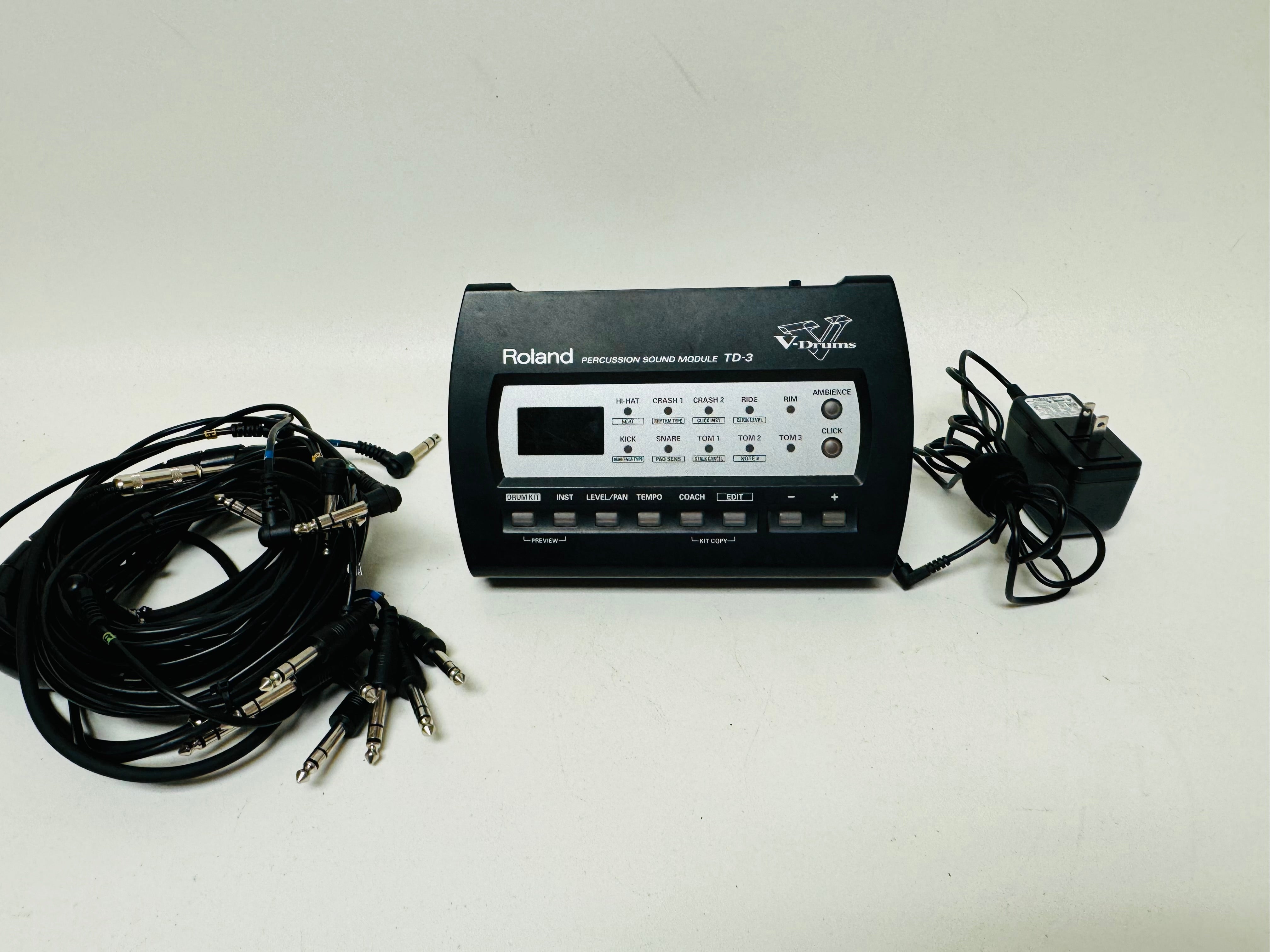 Roland TD-3 V-Drums Module Brain Cables Power