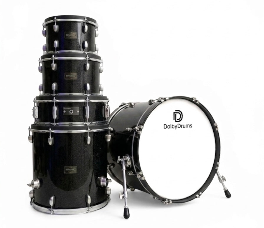Dolby E Drum Black Sparkle Shell Pack Kick Tom for Roland Alesis