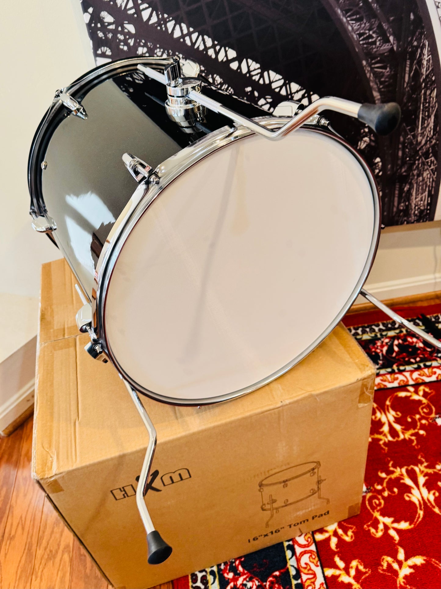 HXM 16” x 16” Mesh Black Sparkle Floor Tom for Roland Alesis Lemon Kit VAD OPEN BOX