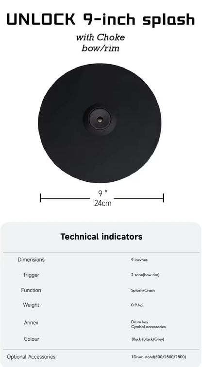 UNLOCK 9” Crash Splash Cymbal for Roland Alesis Kit