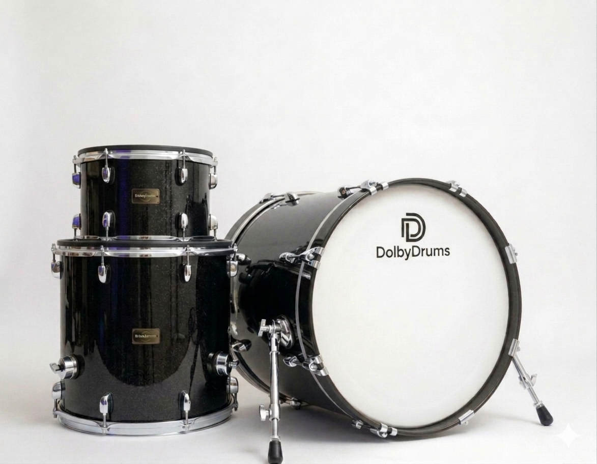 Dolby Electronic 3pc Drum Set 22” Bass Black Sparkle for Roland Alesis