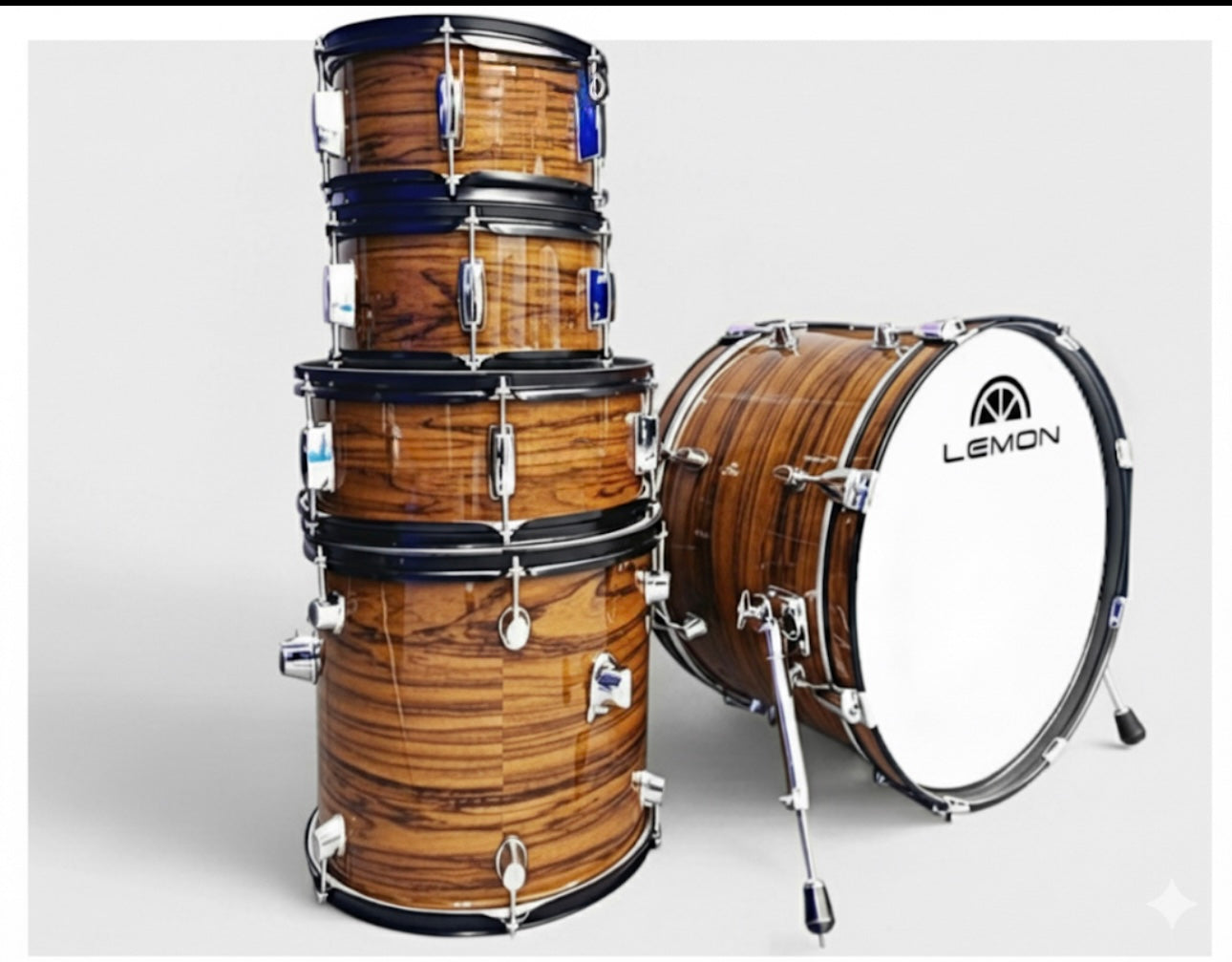 Lemon Electronic Shell Pack Dark Wood Bass Tom Snare Drum for Roland or Alesis Kit