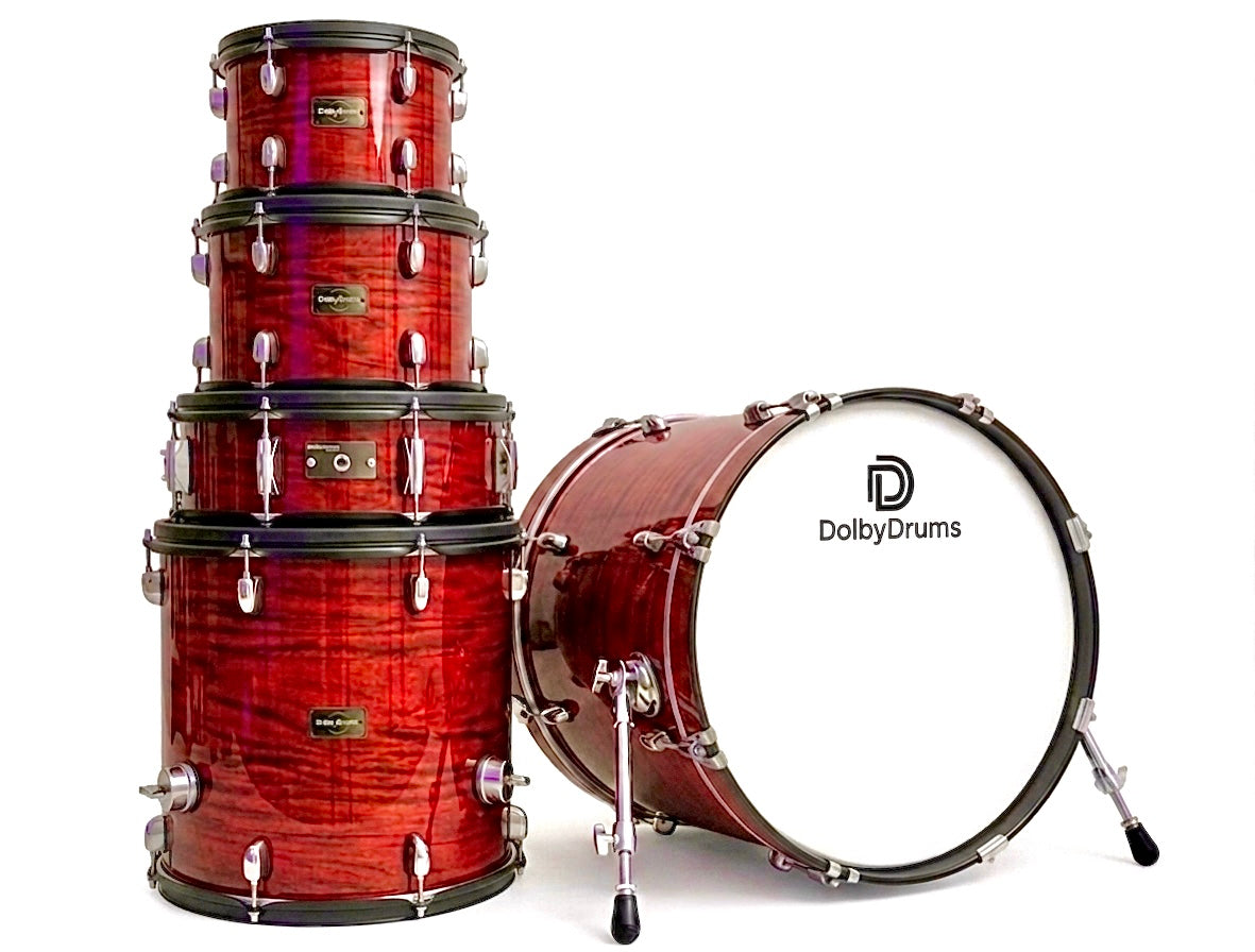 Dolby E Drum Shell Pack RED WOOD Kick Snare Tom for Roland Alesis Lemo ...