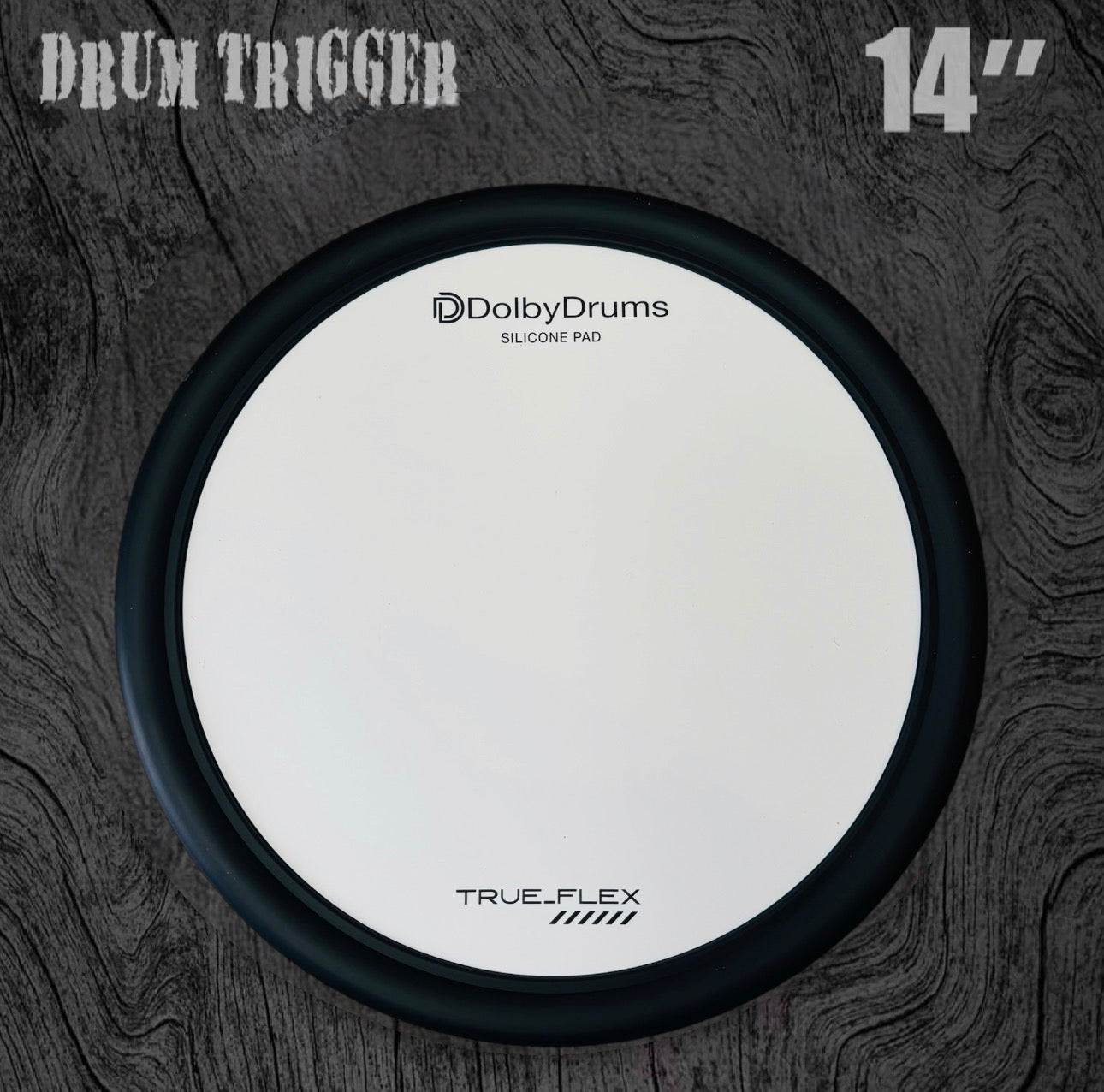 14” Dual Zone Quick-Bolt Silicone Trigger Pad Drum Topper for Acoustic Roland A2E