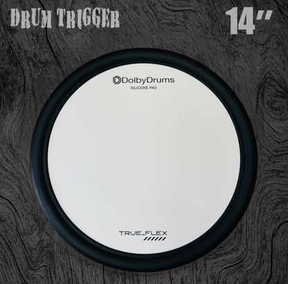 14” Dual Zone Quick-Bolt Silicone Trigger Pad Drum Topper for Acoustic Roland A2E