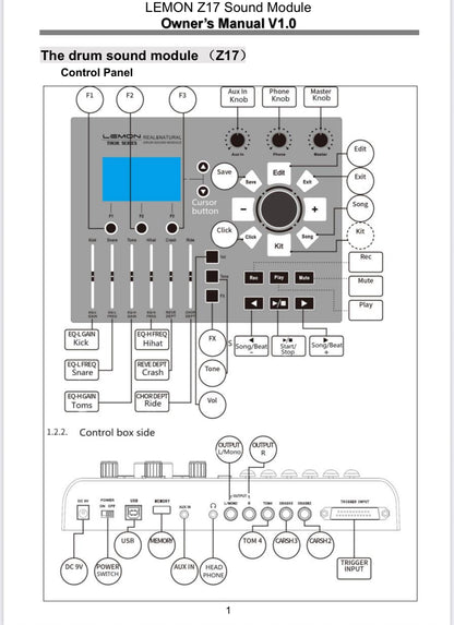 Lemon T1000 E Drum Set White FULL KIT Compatible w Roland A+ Alesis