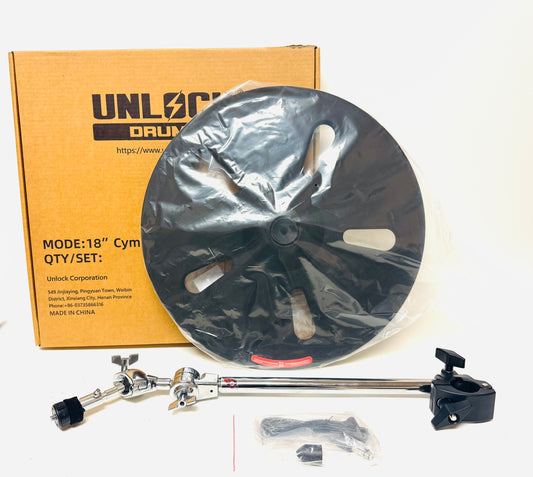 UNLOCK 18” 3-Zone Ride Crash Bell Ozone FX Cymbal w Arm for Roland Alesis Kit