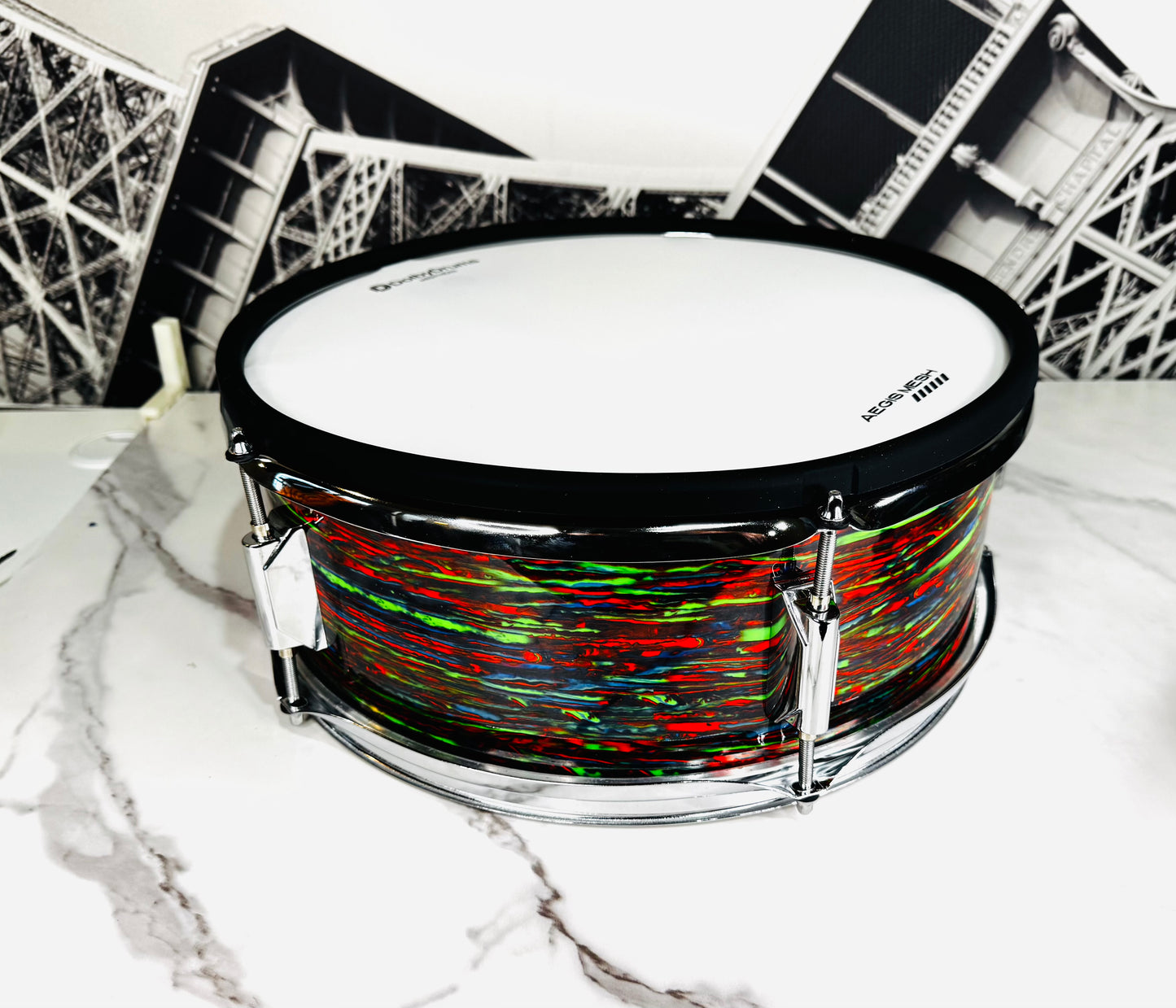 HXM 14” X 5” Psych Red Mod Snare Drum for Roland Alesis Lemon Kit