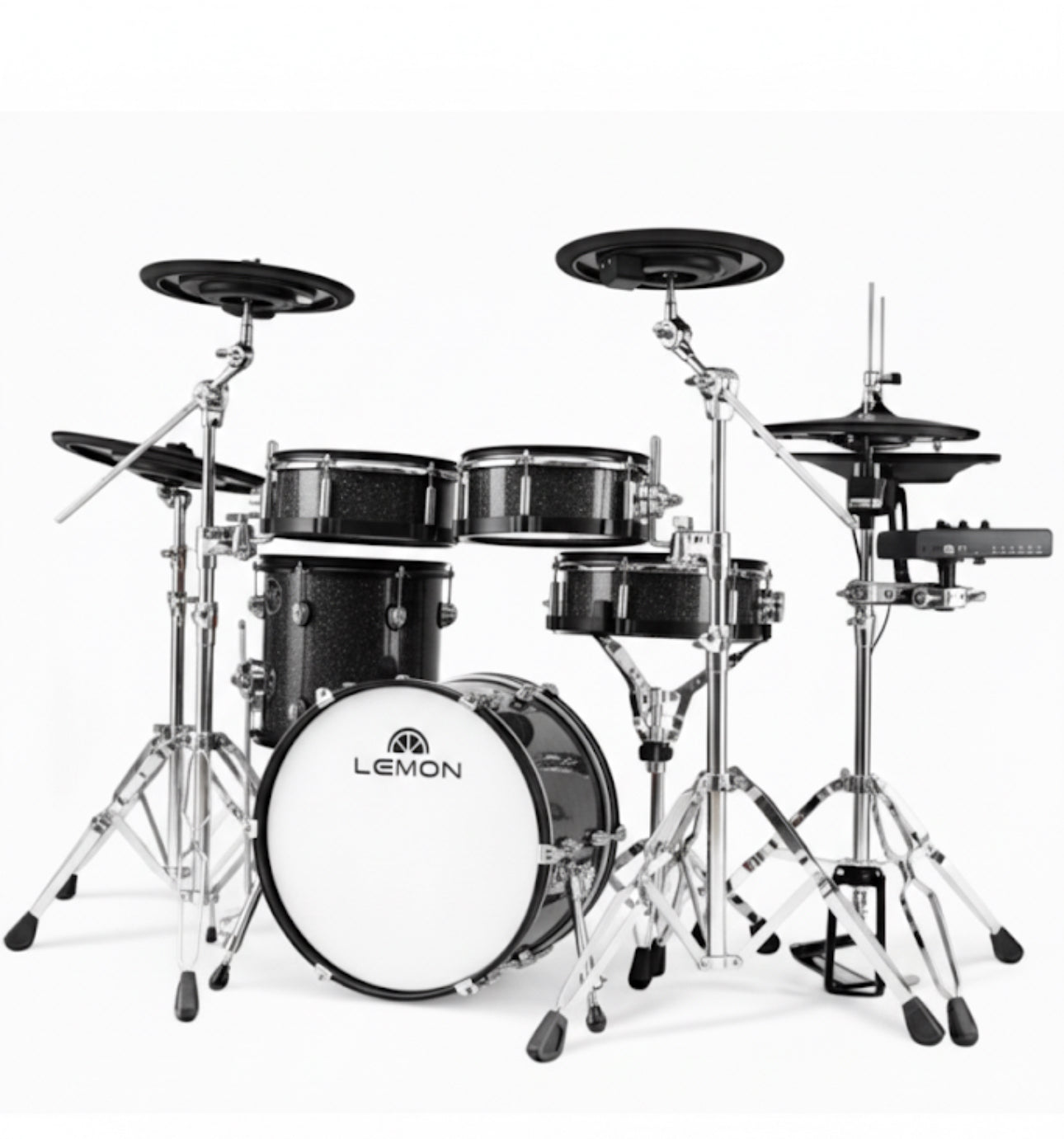 Lemon T-820 Black Sparkle Full Electronic Drum Kit Compatible w Roland T820