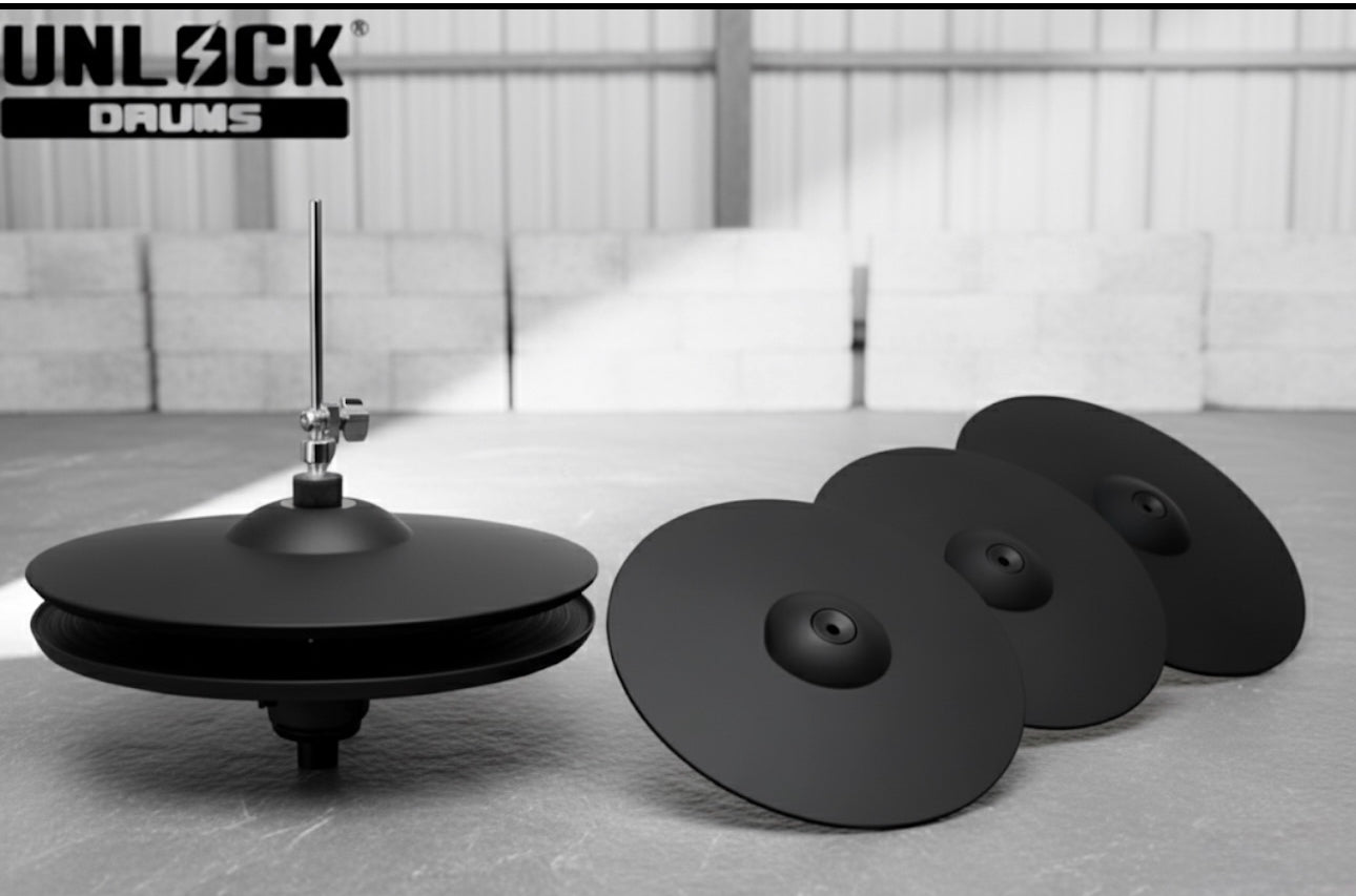 UNLOCK LARGE Cymbal Set 14” Hi Hat 17” Crash 20” Ride for Roland Alesis Kit