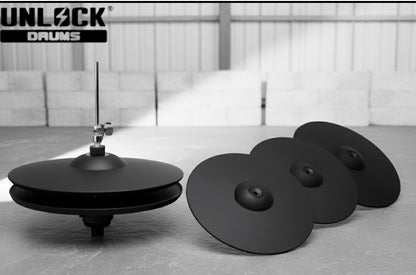 UNLOCK LARGE Cymbal Set 14” Hi Hat 17” Crash 20” Ride for Roland Alesis Kit