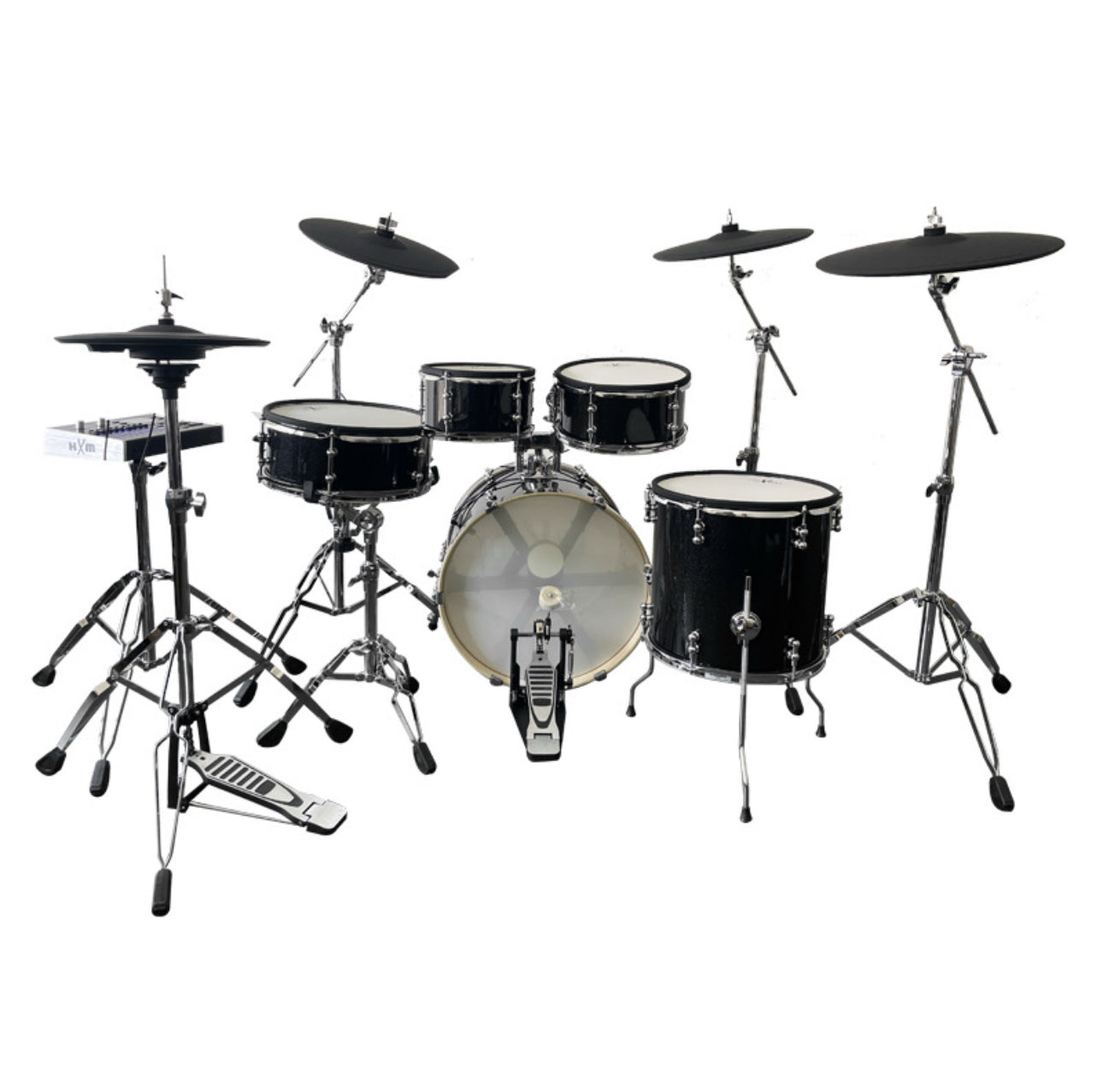 HXM XD-2000 KM Electronic Drum Professional Mesh 9-piece Kit Black Matte Black Sparkle