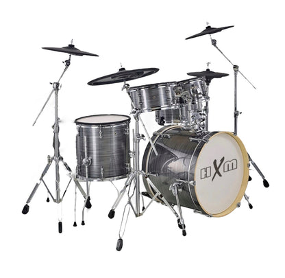 HXM XD-2000 KM Electronic Drum Professional Mesh 9-piece Kit Black Matte Brushed Silver