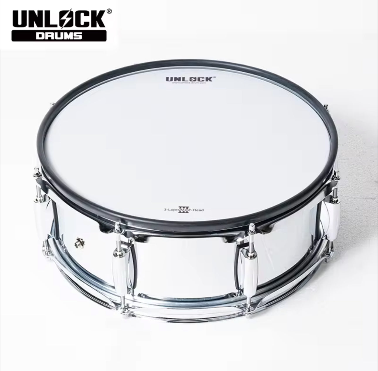 UNLOCK 14” X 5.5 Chrome Electronic Snare Drum Compatible Roland Alesis