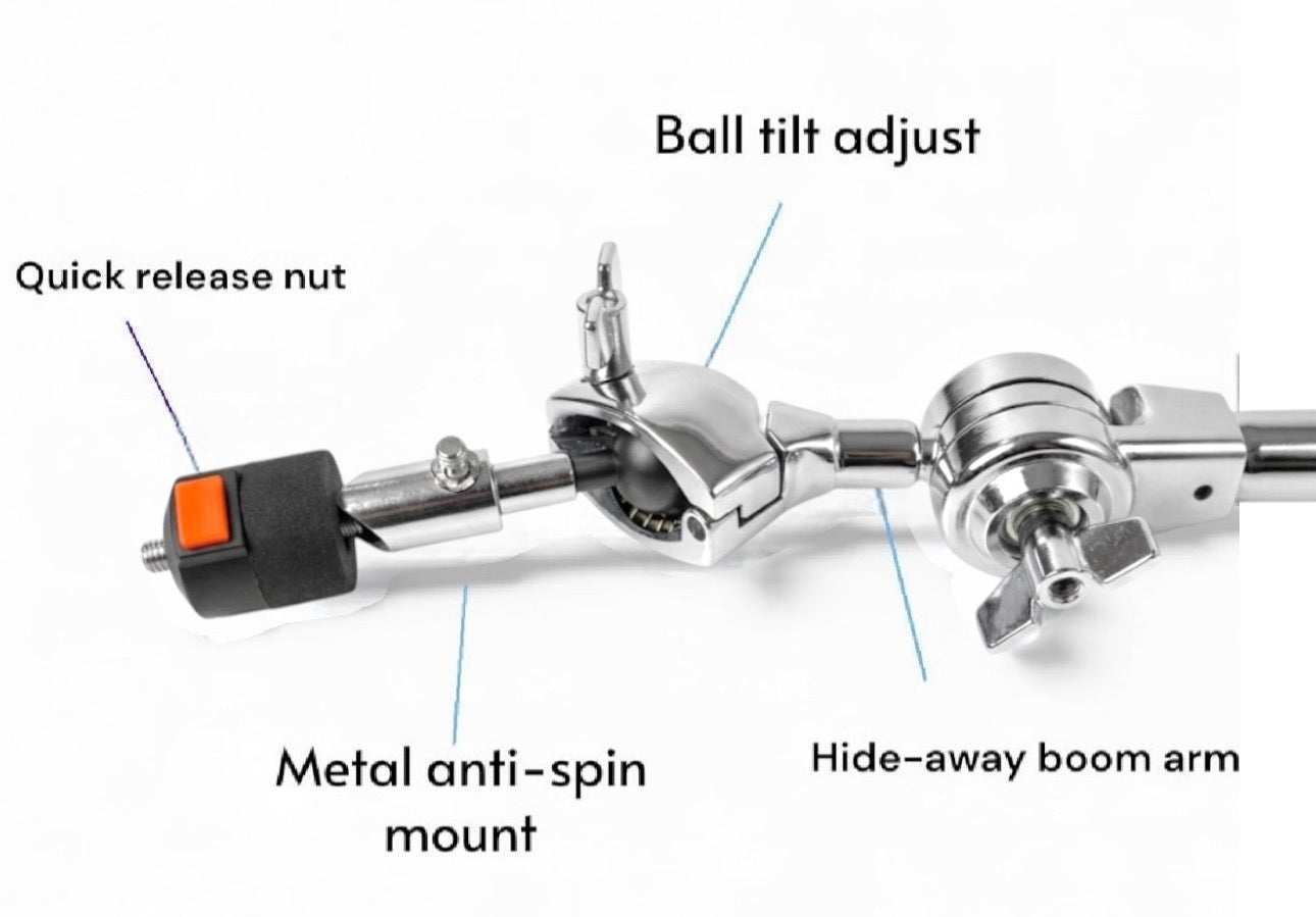 Boom Cymbal 7/8 Arm w Ball Tilt plus Clamp For Roland or Lemon Cymbal