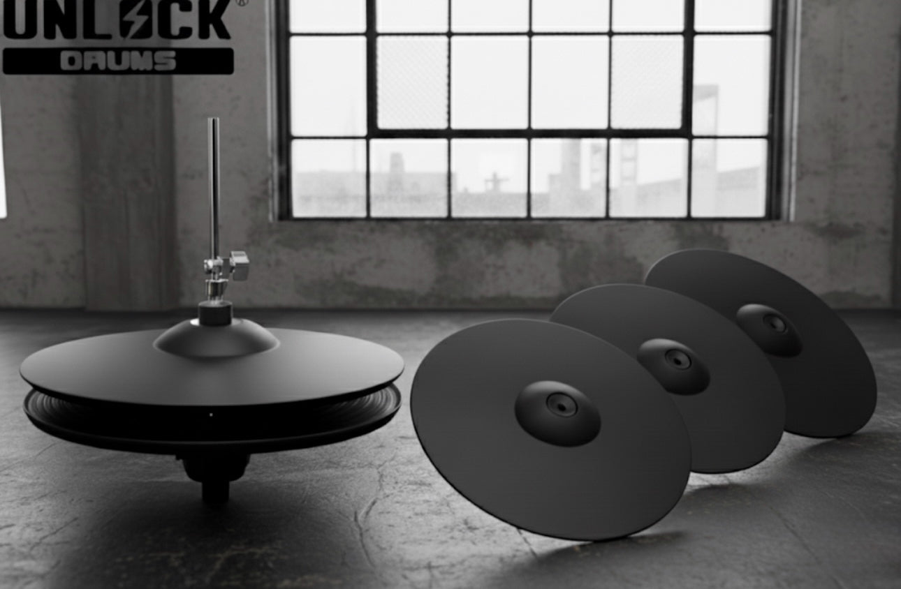 UNLOCK Standard Cymbal Set 14” Hi Hat 16” Crash 18” Ride for Roland Alesis Kit