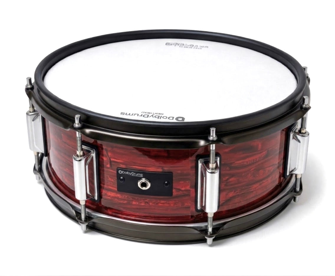 Dolby 14 x 5” Red Wood Electronic Snare w 6 Triggers for Roland Alesis