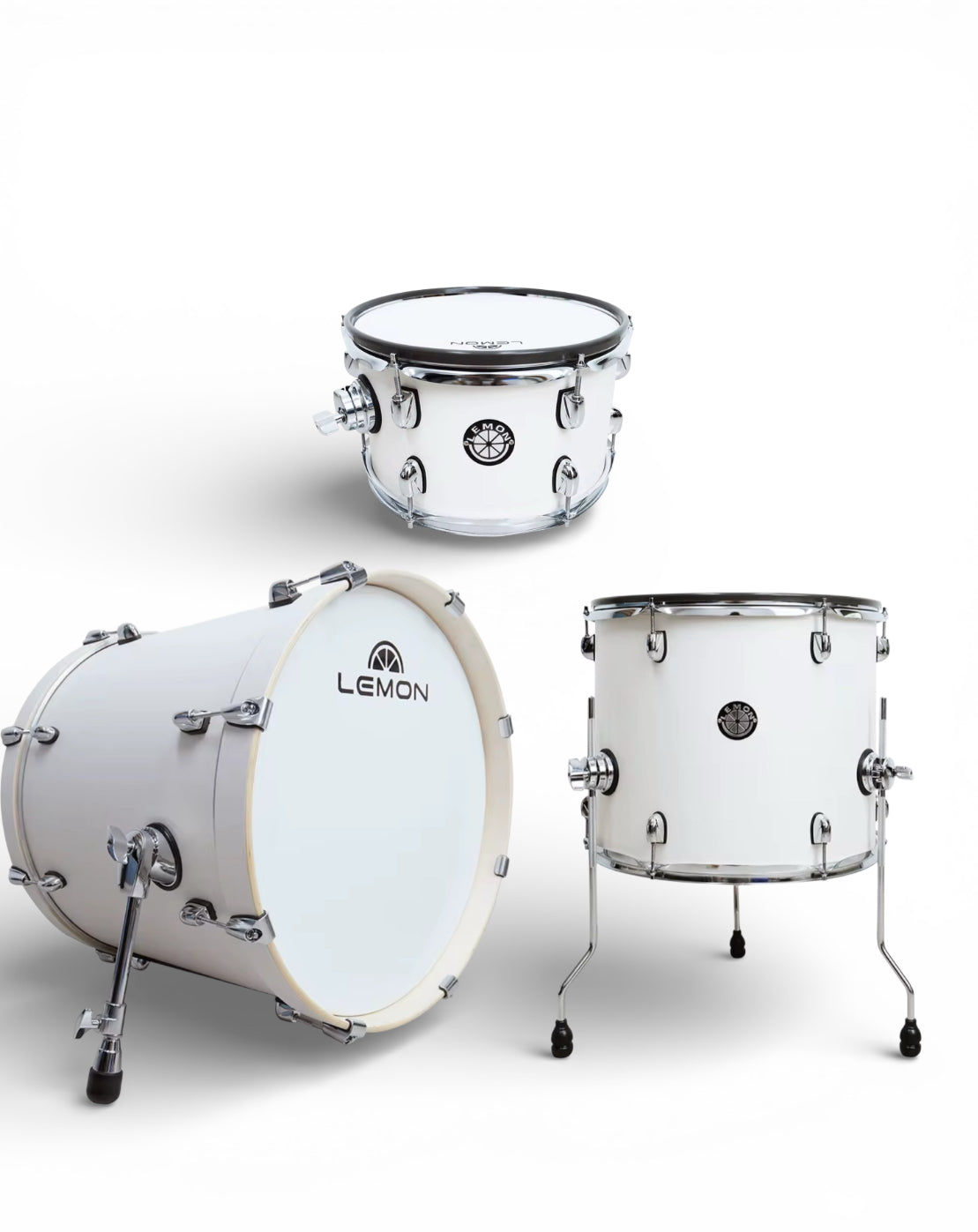 Lemon 20” Kick 14” Floor Tom 12” Rack Tom Matte White