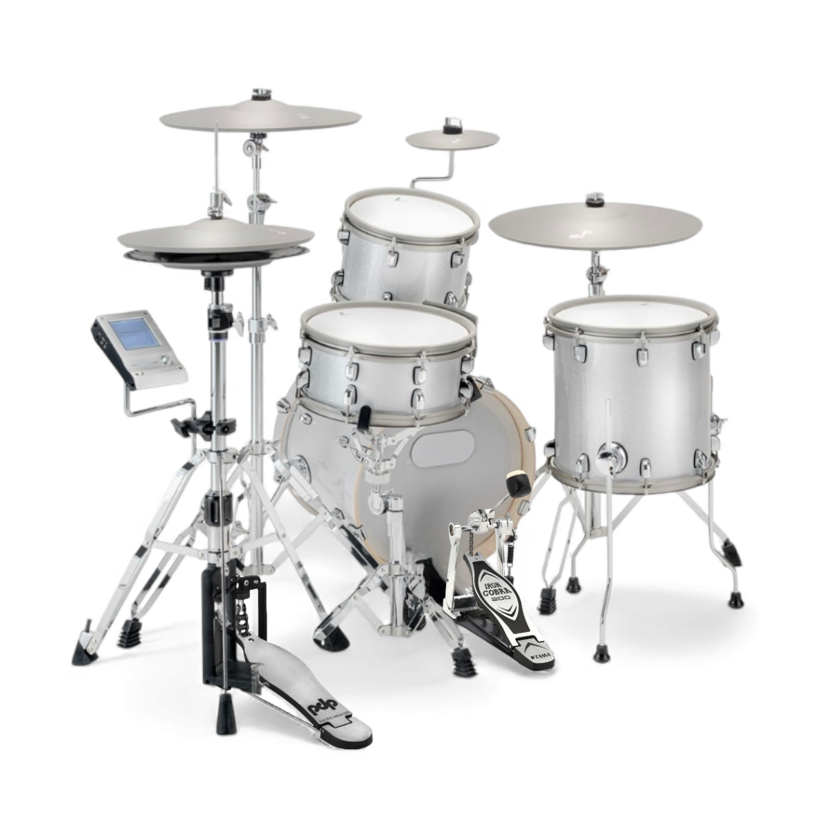 EFNOTE 5 BUNDLE Acoustic Designed Electronic Drum Kit White Sparkle
