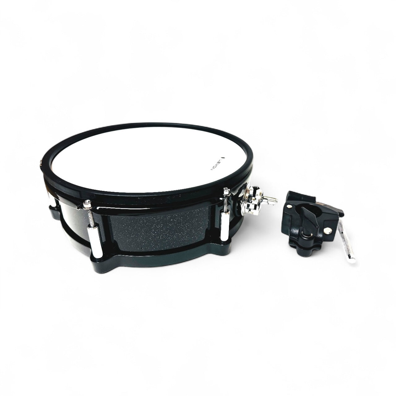 Lemon 12” x 4” Black Sparkle Mesh Tom Snare w Clamp for Roland Alesis Strike Kit