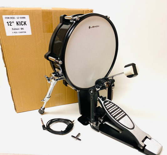 Lemon 12” Black Sparkle Bass Kick Drum w Pedal for Roland or Alesis Kit