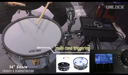 UNLOCK 14” X 5.5 Chrome Electronic Snare Drum Compatible Roland Alesis