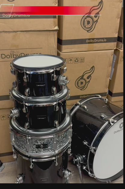 Dolby 14 x 5” Black Abalone Electronic Snare w 6 Triggers for Roland Alesis
