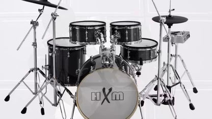 HXM XD-2000 KM Electronic Drum Professional Mesh 9-piece Kit Black Matte Brushed Silver